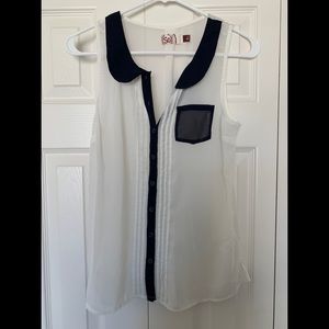 Sheer Navy and White Blouse